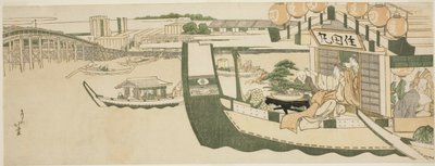 Sumida Nehri üzerinde tekne partileri by Katsushika Hokusai