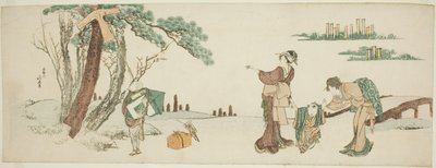 Bir uçurtma bırakan çocuk by Katsushika Hokusai