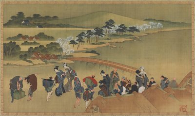Kiraz çiçeği manzarası, 18. yüzyılın sonu ve 19. yüzyılın başı. by Katsushika Hokusai
