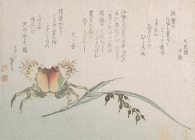 Yengeç ve Pirinç Fabrikası, 19. yüzyıl. by Katsushika Hokusai