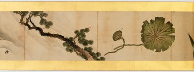 Çeşitli Resimlerle Elle Kaydırma Detayı, Edo Dönemi, kağıt üzerinde 1839 mürekkep ve renk by Katsushika Hokusai