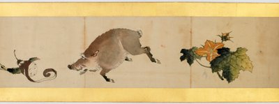 Çeşitli Resimlerle Elle Kaydırma Detayı, Edo Dönemi, kağıt üzerinde 1839 mürekkep ve renk by Katsushika Hokusai