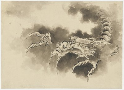 Bulutlardan çıkan ejderha, Edo dönemi (kağıt üzerine mürekkep) by Katsushika Hokusai