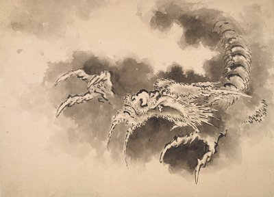 Bulutlardan çıkan ejderha, Edo dönemi, 19. yüzyıl. by Katsushika Hokusai