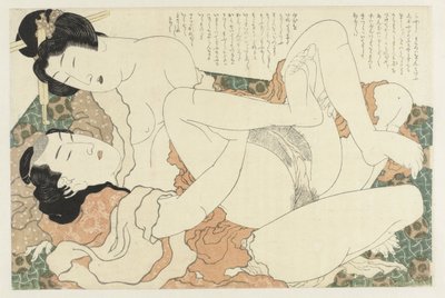 Sevişen çift De Adonis bitkisi (dizi başlığı) Fukujuso (dizi başlığı) by Katsushika Hokusai
