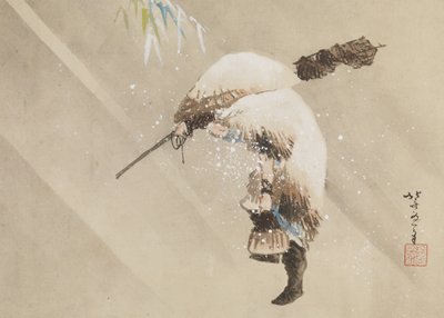 Karda Ağını Taşıyan Balıkçı, yak. 1821 (kağıt üzerinde mürekkep, renk ve eğlence) by Katsushika Hokusai