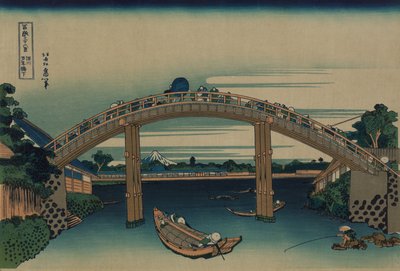 Fukagawa'daki Mannen köprüsünden görülen Fuji, Edo, 1830 dolayları by Katsushika Hokusai