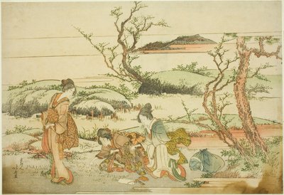 "Fuji in Spring (Haru no Fuji)" albümünden bahar yeşillikleri toplama by Katsushika Hokusai