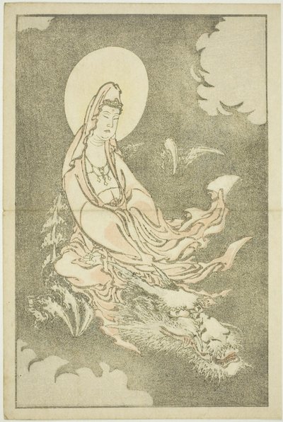 Ejderhaya Binen Tanrıça, Hokusai#39;nin Gerçekçi Resimlerinin Resimli Kitabı#39;ndan (Hokusai shashin gafu), c.1814 (renkli tahta baskı (albüm sayfası)) by Katsushika Hokusai