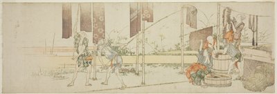 Boyalı kumaşı asmak by Katsushika Hokusai
