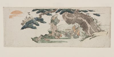 J? ve Uba, eski Takasago çifti (renkli tahta baskı) by Katsushika Hokusai