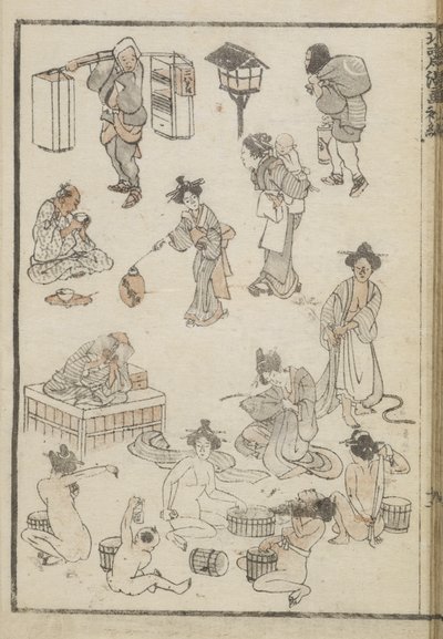 Japon banyosu (tahta baskı) by Katsushika Hokusai