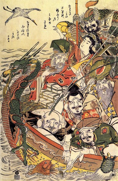 Japon mitolojisi: "Mutluluğun Yedi Tanrısı" by Katsushika Hokusai