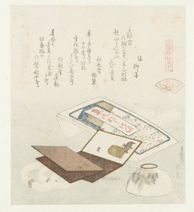 Kabuk rengi Irogai (nesne üzerindeki başlık) Genroku Şiirleri ve Kabuklarının Karşılaştırılması (dizi başlığı) Genroku kasan kaiawase (nesne üzerinde seri başlığı) by Katsushika Hokusai