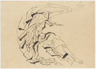 Uzun kollu adam germe, Edo dönemi, 19. yüzyıl. by Katsushika Hokusai