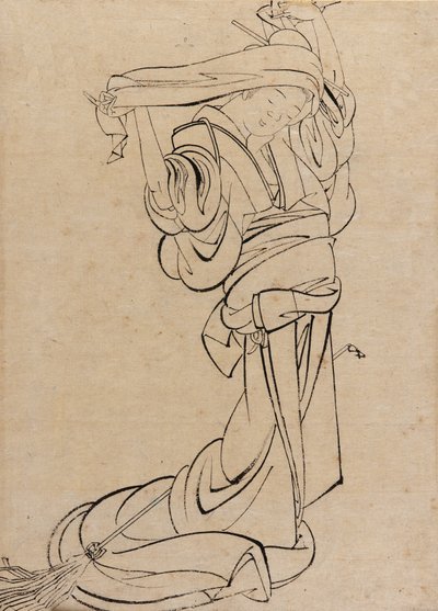 18. yüzyılın sonları ve 19. yüzyılın başlarında bir samisen oynayan kız. by Katsushika Hokusai