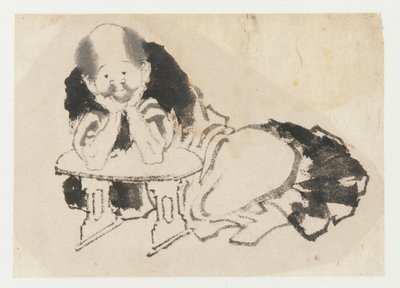 Kolçaklı oturan adam, Edo dönemi, 19. yüzyıl. by Katsushika Hokusai