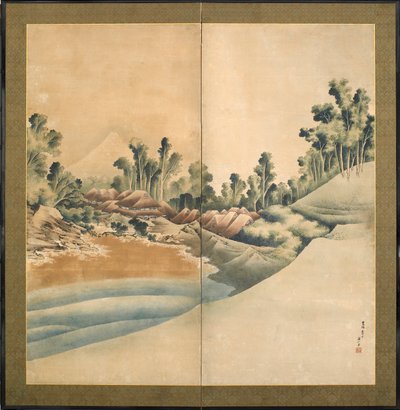 Fuji Dağı ve Enoshima, Edo Dönemi, c.1825 (kağıt üzerine mürekkep ve renk) by Katsushika Hokusai