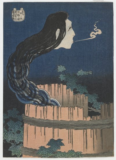 Yüz Hayalet Hikayesi: Sarayashiki, Edo dönemi, 1831-32 (renkli tahta baskı) by Katsushika Hokusai