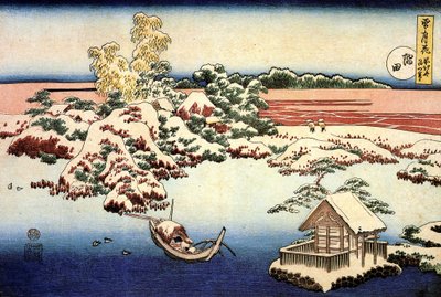 ""Sumida Nehri Üzerinde Karlı Manzara, Japonya"" Katsushika Hokusai (1760-1849) (ukiyo-e Okulu) 1832 Devlet A Puşkin Güzel Sanatlar Müzesi, Moskova by Katsushika Hokusai