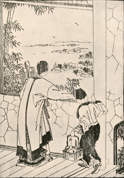 Pencereden dışarı bakan insanlar, 18. yüzyılın sonu ve 19. yüzyılın başı, 1924. by Katsushika Hokusai