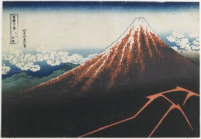 Zirvenin Altında Yağmur Fırtınası, 1831-1834 by Katsushika Hokusai