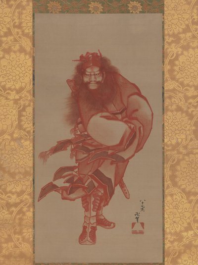 Red Shoki, Demon Queller, 1847 tarihli. by Katsushika Hokusai
