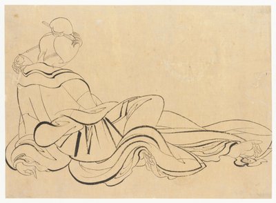 Oturan kadın başını kaşıyor, 18. yüzyılın sonları 19. yüzyılın başlarında. by Katsushika Hokusai