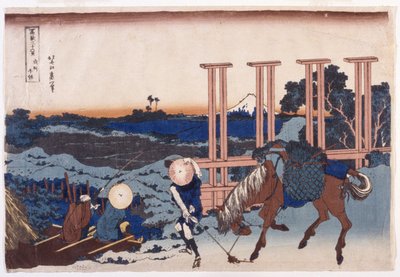 Musashi Eyaletinde Senju (Bushu Senju) (renkli gravür) by Katsushika Hokusai