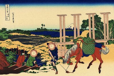 Musachi eyaletinde Senju, 1830 dolayları (tahta baskı) by Katsushika Hokusai