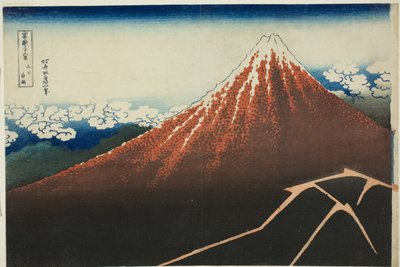 Zirvenin Altında Duş (Sanka hakuu), "Fuji Dağı'nın Otuz Altı Manzarası (Fugaku sanjurokkei)" serisinden by Katsushika Hokusai