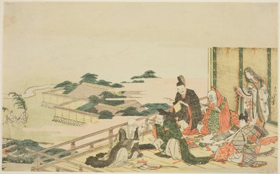 Tanabata festivaline hazırlanan altı ölümsüz şair by Katsushika Hokusai