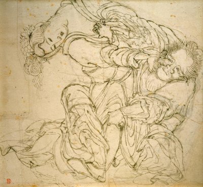 Soko karısıyla kavga ediyor by Katsushika Hokusai