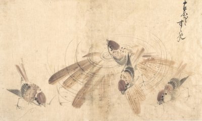 Serçeler, yaklaşık 1825. by Katsushika Hokusai