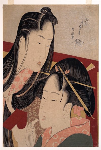 Yedi Şık Yararsız Alışkanlık serisinden Öğütülmüş Kiraz Gıcırdatmak - Hokusai, Katsushika (1760-1849) - c. 1798 - Renkli gravür - 36,4x24,8 - Özel Koleksiyon by Katsushika Hokusai
