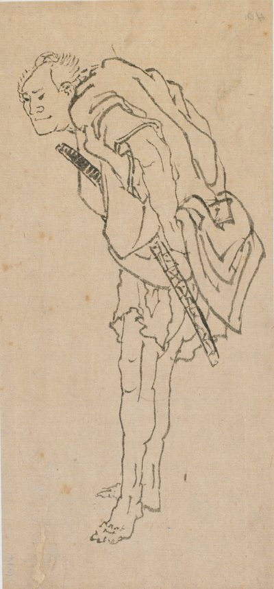 Ayakta duran adam, 18. yüzyılın sonu ve 19. yüzyılın başı. by Katsushika Hokusai
