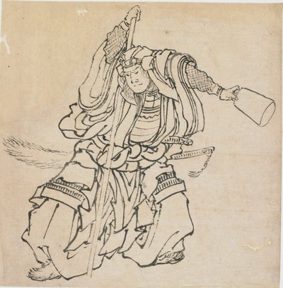 Tam zırhlı ayakta duran savaşçı, 18. yüzyılın sonları ve 19. yüzyılın başlarında. by Katsushika Hokusai
