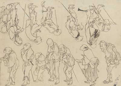 Topal hacıların çalışmaları, Edo dönemi (kağıt üzerine mürekkep) by Katsushika Hokusai