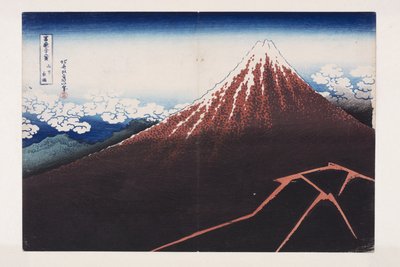 Zirvenin altında ani duş (Sanka hakuu) (renkli tahta baskı) by Katsushika Hokusai