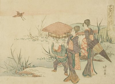 "Üç Akşam Şiiri (Sanseki no uchi)" serisinden Su çulluğunun Uçtuğu Bataklık (Shigi tatsu sawa) by Katsushika Hokusai