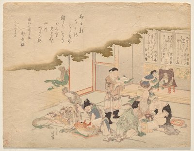 Yedi İyi Şans Tanrısı (shichifuku-jin) Yeni Yılı kutluyor by Katsushika Hokusai