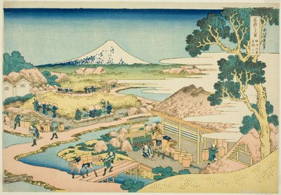 Suruga Eyaletindeki Katakura Çay Tarlası (Sunshu Katakura chaen no Fuji), "Fuji Dağı'nın Otuz Altı Manzarası (Fugaku sanjurokkei)" serisinden by Katsushika Hokusai