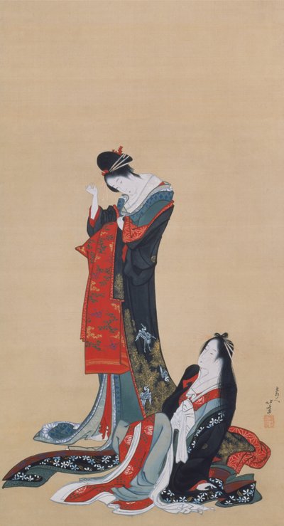 İki Nezaket, Edo dönemi, c.1805 (ipek üzerine mürekkep ve renk) by Katsushika Hokusai