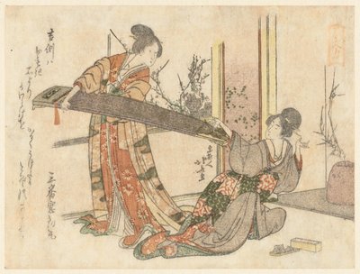 Koto Olan İki Kadın by Katsushika Hokusai