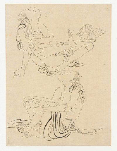 Yazın dinlenen iki adam, Edo dönemi, 19. yüzyıl. by Katsushika Hokusai