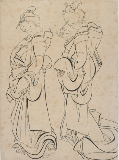 İki kadın, 18. yüzyılın sonu ve 19. yüzyılın başı. by Katsushika Hokusai