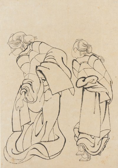 İki kadın, 18. yüzyılın sonu ve 19. yüzyılın başı. by Katsushika Hokusai