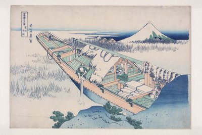 Hitachi Eyaletindeki Ushibori (J?sh? Ushibori) (renkli tahta baskı) by Katsushika Hokusai