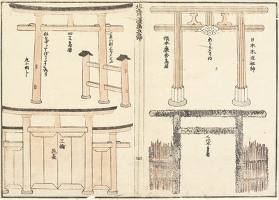 Torii Kemerinin Çeşitli Türleri, 1816 by Katsushika Hokusai