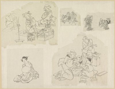 Farklı durumlarda insanların beş temsili by Katsushika Hokusai